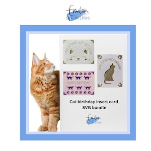 Cat birthday insert card SVG bundle | Joy compatible insert card template | Happy birthday card SVG, eps, dxf