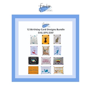 Paquete de archivo de corte SVG de tarjeta de inserción de cumpleaños / Compatible con Cricut Joy / Tarjetas de inserción de feliz cumpleaños con instrucciones completas