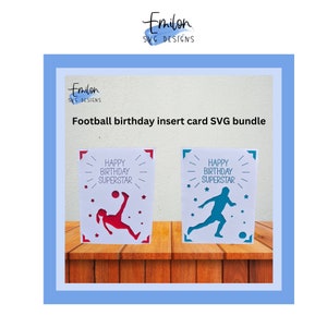 Paquete SVG de tarjeta de inserción Superstar de feliz cumpleaños / Plantilla de tarjeta de inserción compatible con Joy / Futbolista, fútbol, fútbol SVG, eps, dxf