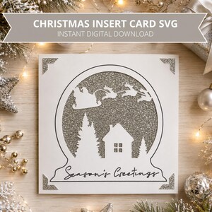 Snöglob-insatskort med säsongshälsningar, SVG-klippfil | Kompatibel med 2x2-kortmatta, S40 fyrkantiga blankskivor