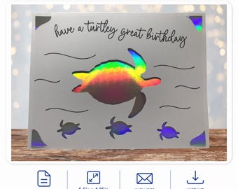 Have a turtley great birthday insert card SVG | Joy compatible insert card template | Turtle birthday card SVG, eps, dxf