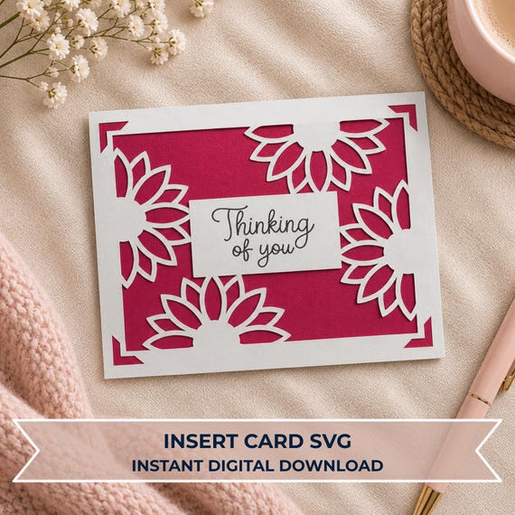Thinking of You Insert card SVG cut file | Joy compatible insert card template | Instructions included | SVG, eps, dxf