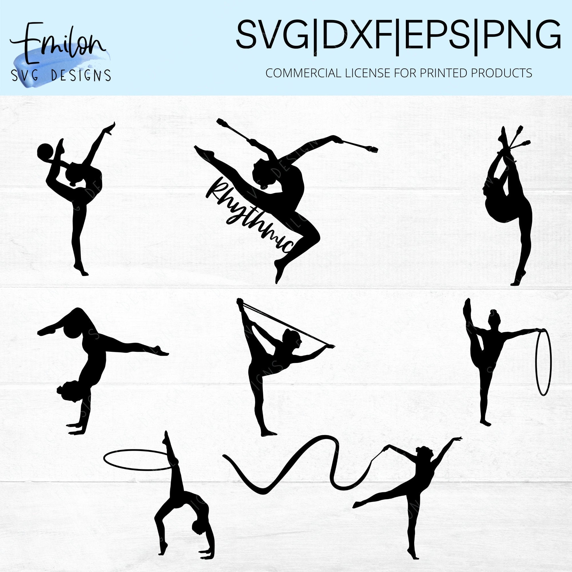 Rhythmic Gymnastics SVG Bundle With Leaps Balances Rope