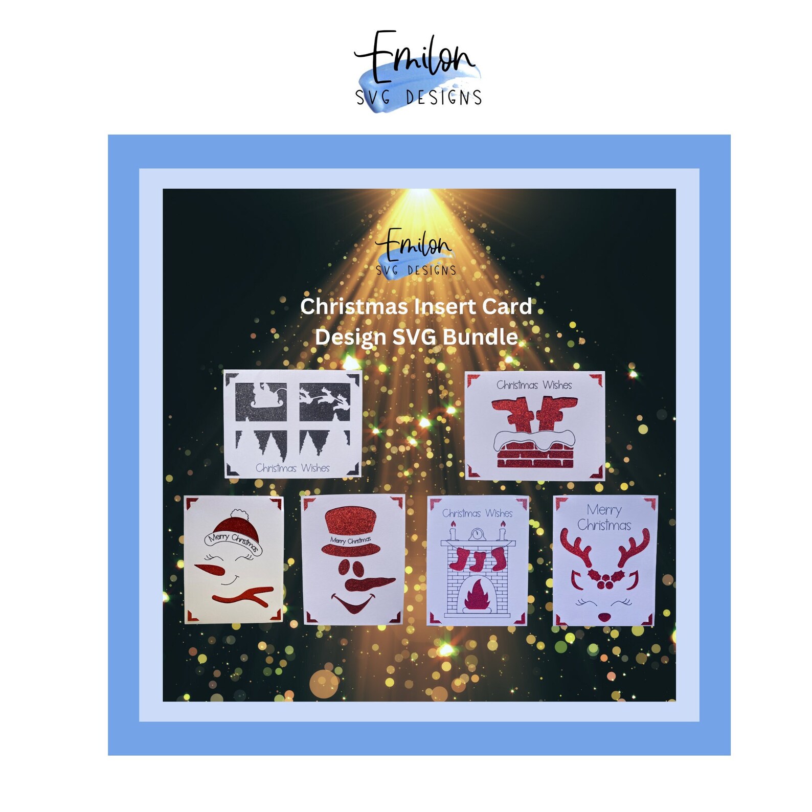 Christmas Insert Card SVG Cut File Bundle - Card Mat Compatible, Merry ...