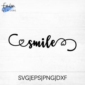 Smile SVG cut file for cricut and silhouette, Smile with hearts SVG, PNG,eps,dxf