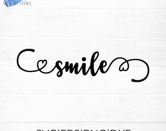 Smile SVG cut file for cricut and silhouette, Smile with hearts SVG, PNG,eps,dxf