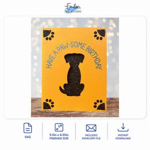 Have a paw-some birthday insert card SVG | Joy compatible insert card template | Dog birthday card SVG, eps, dxf image 1