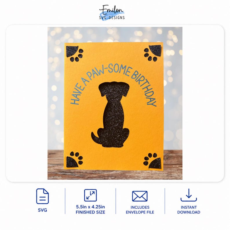 Have a paw-some birthday insert card SVG | Joy compatible insert card template | Dog birthday card SVG, eps, dxf image 1