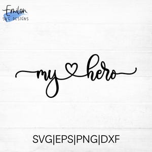My Hero SVG-Schnittdatei für Cricut und Silhouette mit Herzdetail, PNG, eps, dxf
