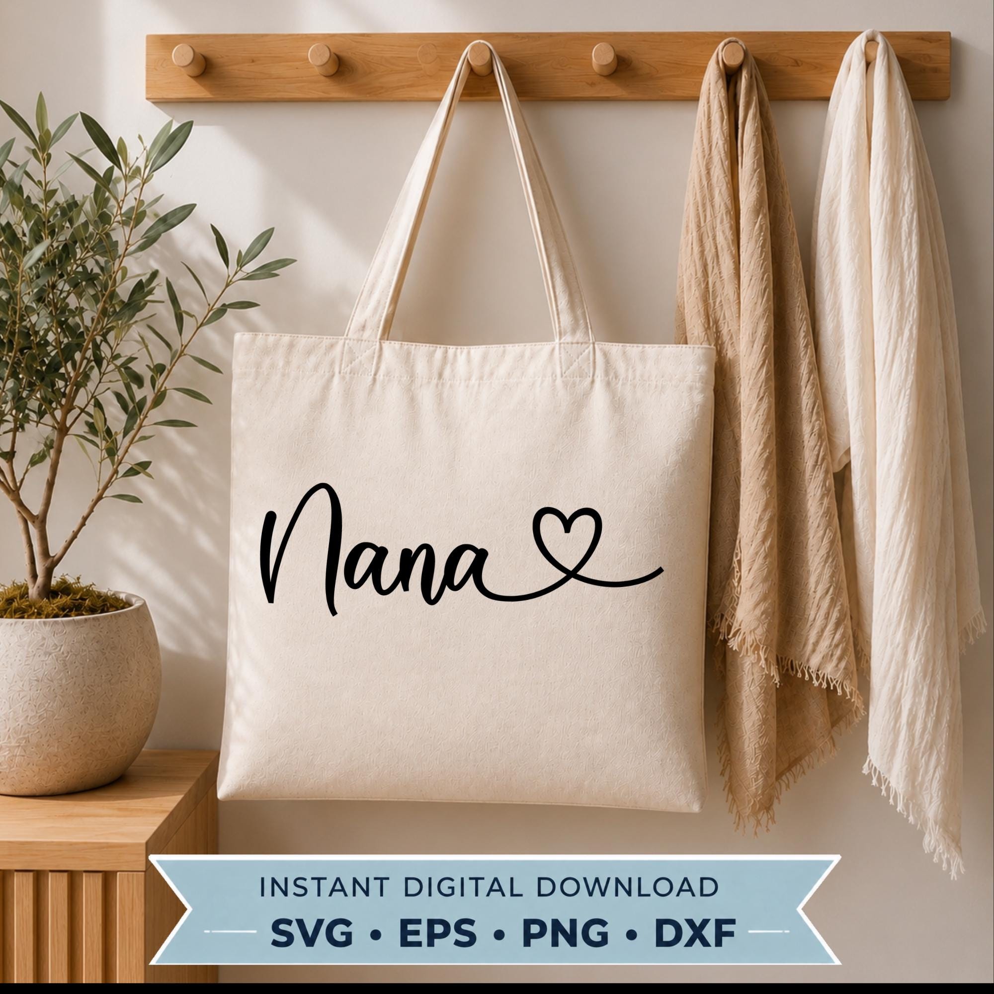 Nana SVG Cut File for Cricut and Silhouette With Heart Detail, PNG