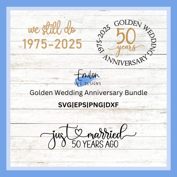 Goldene Hochzeitskarte Für 50. Jubiläum – 'Married In 1975' Mit Herzen & Champagner