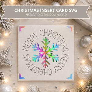 Snöflinge-insatskort med god jul SVG-klippfil | Kompatibel med fyrkantiga kort med 2x2-matta, S40-kort