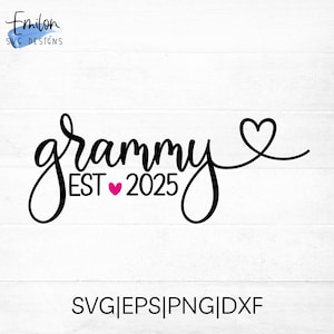 Arquivo de corte SVG Grammy est 2025 para cricut e silhueta com detalhe de coração, PNG, EPS, dxf inclui outros anos de 2005-2025