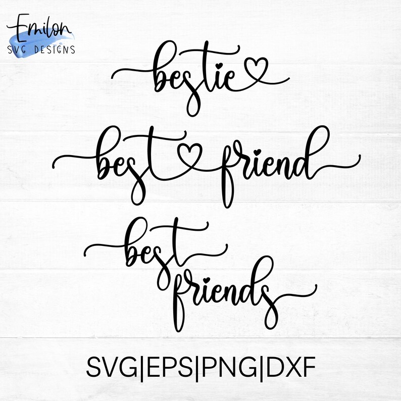 Best Friend SVG Cut File Bundle With Heart Detail for Cricut and ...