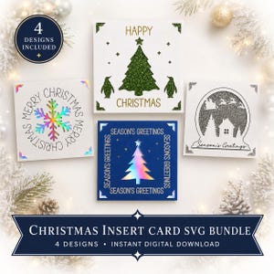 Fyrkantigt julkort SVG-klippfil, 4 designpaket | Kompatibelt med 2x2-kortmatta S40-inläggskort