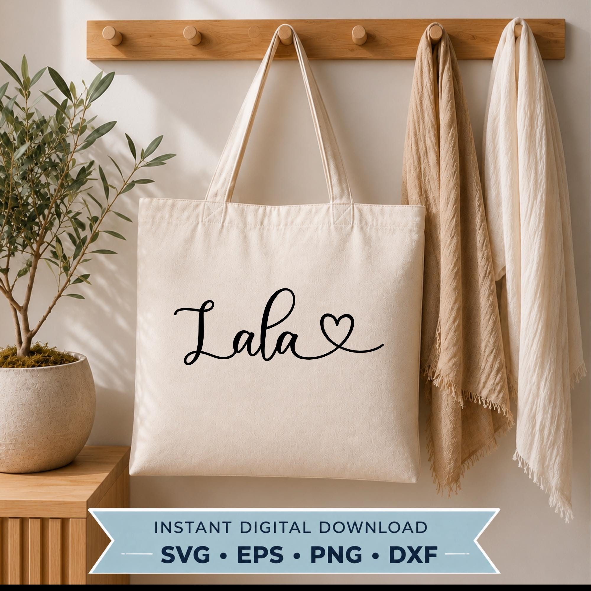 Lala SVG Cut File for Cricut and Silhouette With Heart Detail, PNG