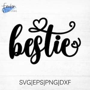Bestie SVG-bestand knippen voor cricut en silhouette met hartjes, PNG, EPS, dxf Friendship-svg