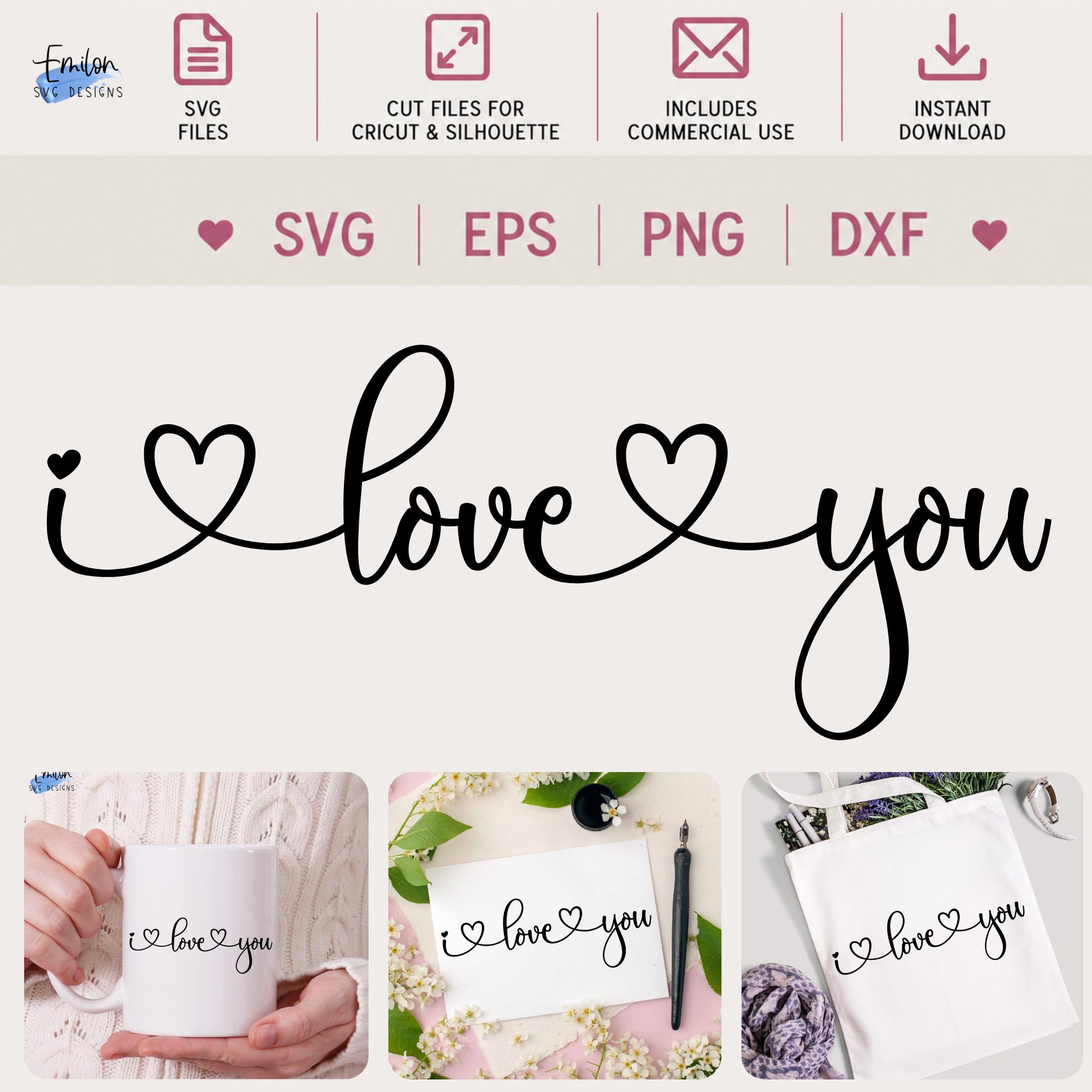 I Love You SVG Cut File for Cricut and Silhouette With Heart