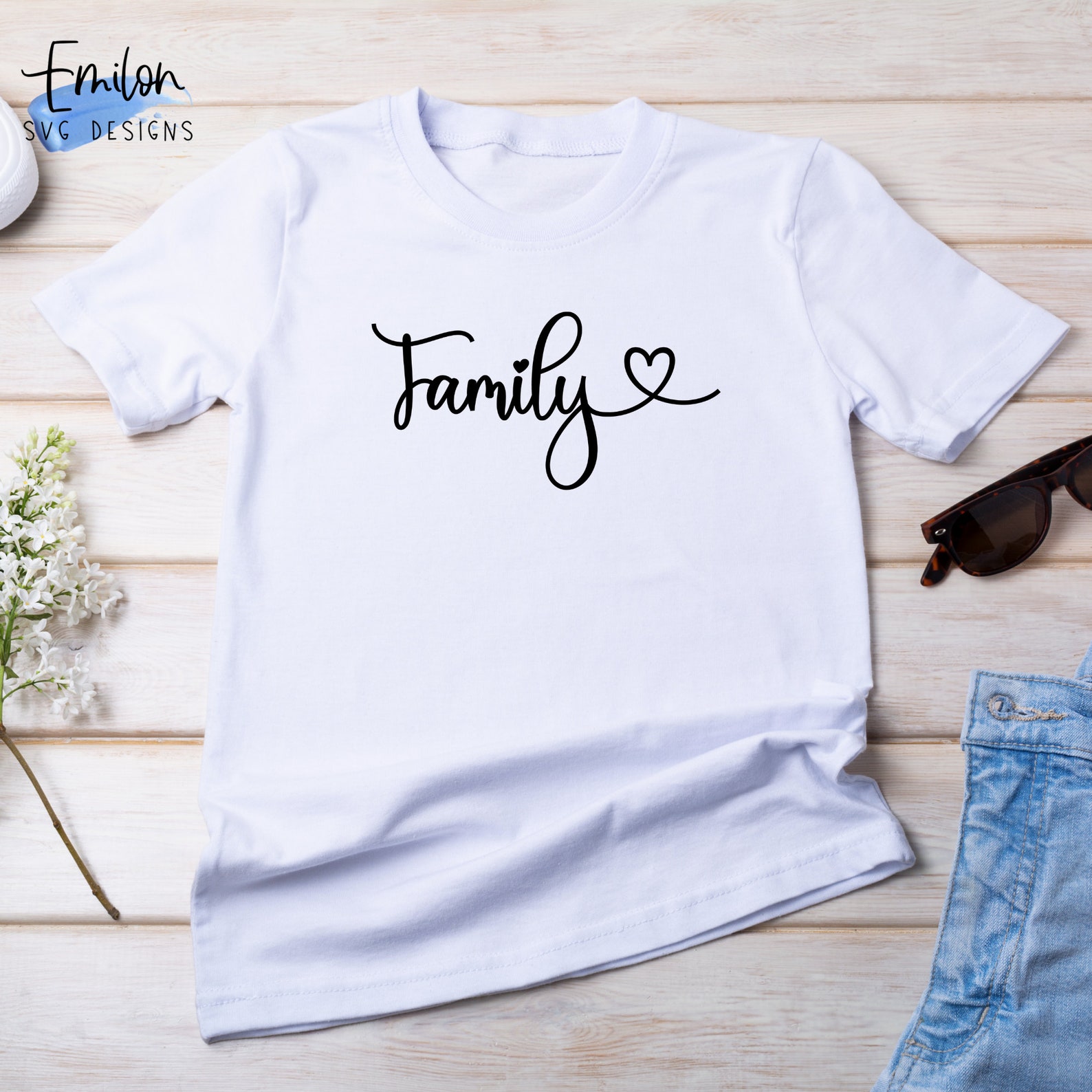 Family SVG Cut File for Cricut and Silhouette, With Hearts, PNG, Eps ...