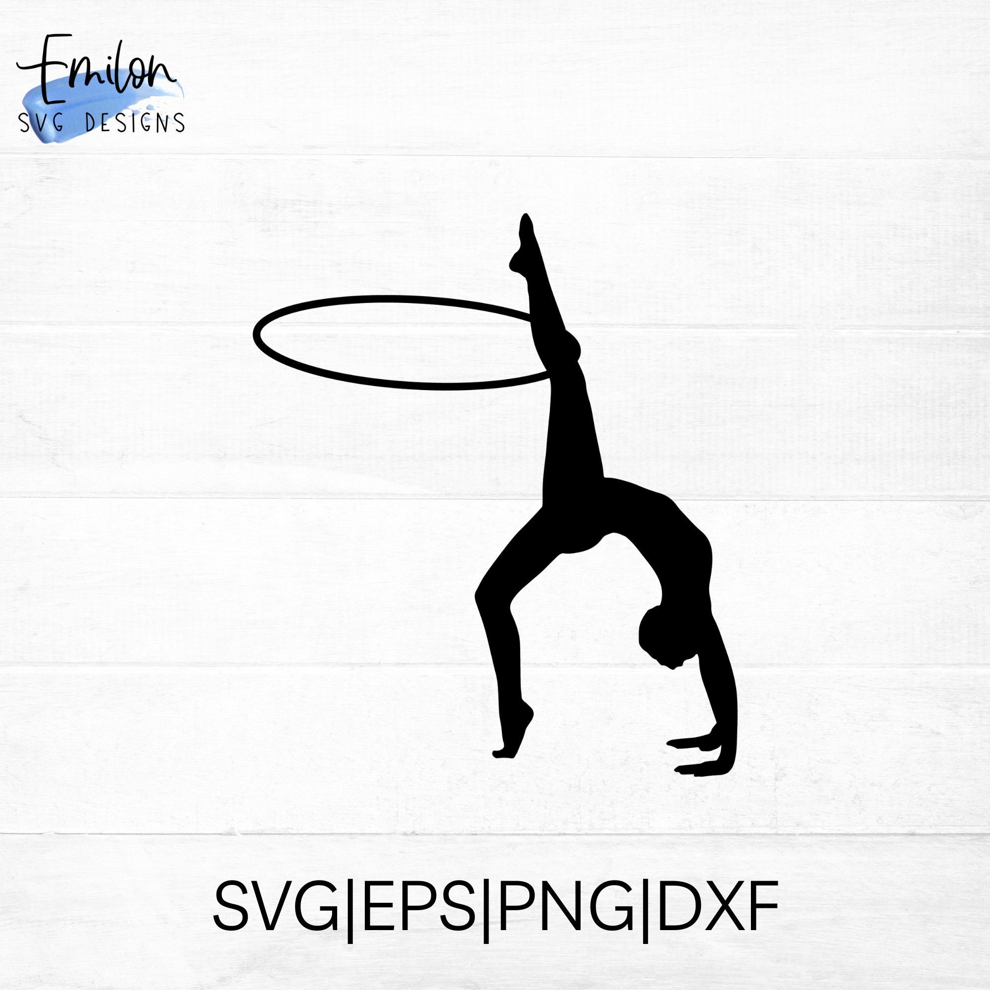 Rhythmic Gymnastics SVG With Hoop Apparatus in Bridge Gymnastics SVG Cut  File for Cricut and Silhouette, Png, Eps, Dxf 