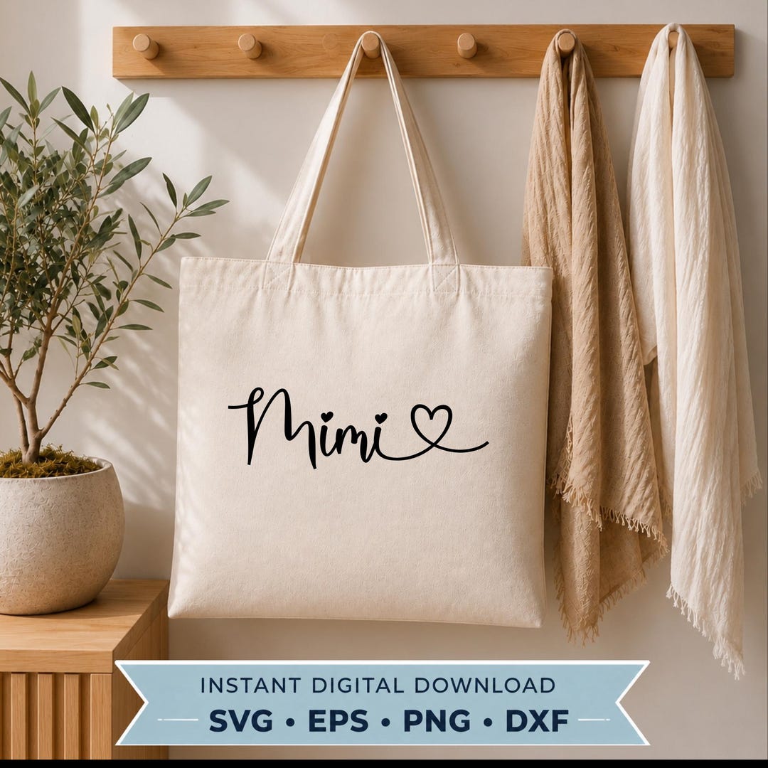 Mimi SVG Cut File for Cricut and Silhouette With Heart Detail, PNG