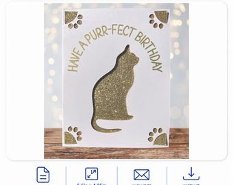 Have a purr-fect birthday insert card SVG | Joy compatible insert card template | Cat birthday card SVG, eps, dxf