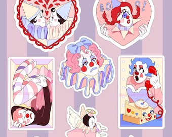 Pretty Little Clown || Clowncore, pastel, kidcore, aesthetic stickers || Waterproof / Laminated
