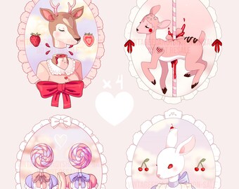 Saccharine || Set of 4 STICKERS, Vinyl, 3-4'' || Waterproof / Laminated