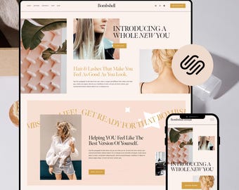 Squarespace Website Template for Hair, Salon, Hairstylist, Makeup Artist, Beauty, Hair Website, Hair Squarespace Website, Beauty Squarespace