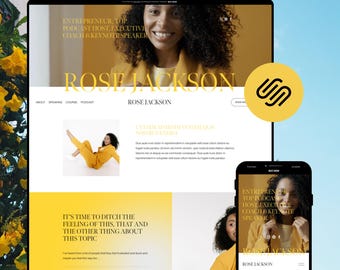 Squarespace Website Template for Speaker, Podcast Website Template, Coaching Template, Course Sales Page, Thought Leader Website Template
