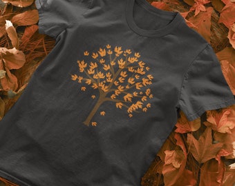 Höstträd-t-shirt, höst-t-shirt, löv-t-shirt, högtidstryck, oktober-, november-t-shirt, Thanksgiving-tröja