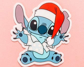 Stitch Disney Sticker | Christmas Sticker | Disney Sticker | Waterproof Clear Sticker