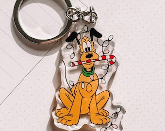 Disney Christmas Pluto Keychain | Disney Keychain | Christmas Keychain | Mickey Mouse Keychain