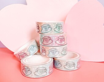 Pastel Rainbow Teacups Washi tape / Alice in wonderland
