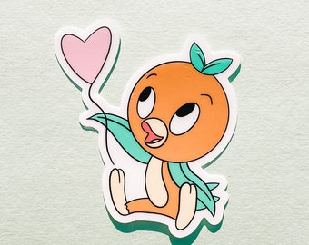 Orange bird with heart balloon sticker | Disney Sticker | Handmade Waterproof Sticker | Mickey Sticker