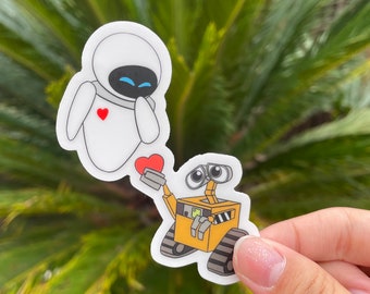 Wall e and Eve Heart Sticker | Disney Sticker | Handmade Waterproof Sticker | Mickey Sticker