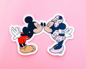 Mickey and Minnie Kissing Sticker | Disney Sticker | Handmade Waterproof Sticker | Mickey Sticker