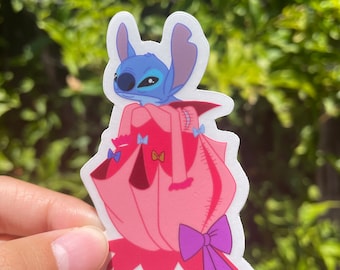 Sleeping Beauty x Stitch Sticker | Disney Sticker | Handmade Waterproof Sticker | Mickey Sticker