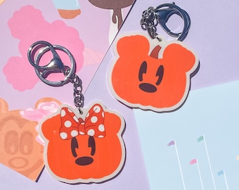 Mickey and Minnie Glow in the Dark Pumpkin Keychains | Disney Keychain | Mickey Keychain | Minnie Keychain | Glow in the Dark | Halloween