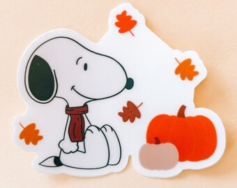 Snoopy Fall Sticker | Halloween Sticker | Fall Cute Waterproof Clear Sticker
