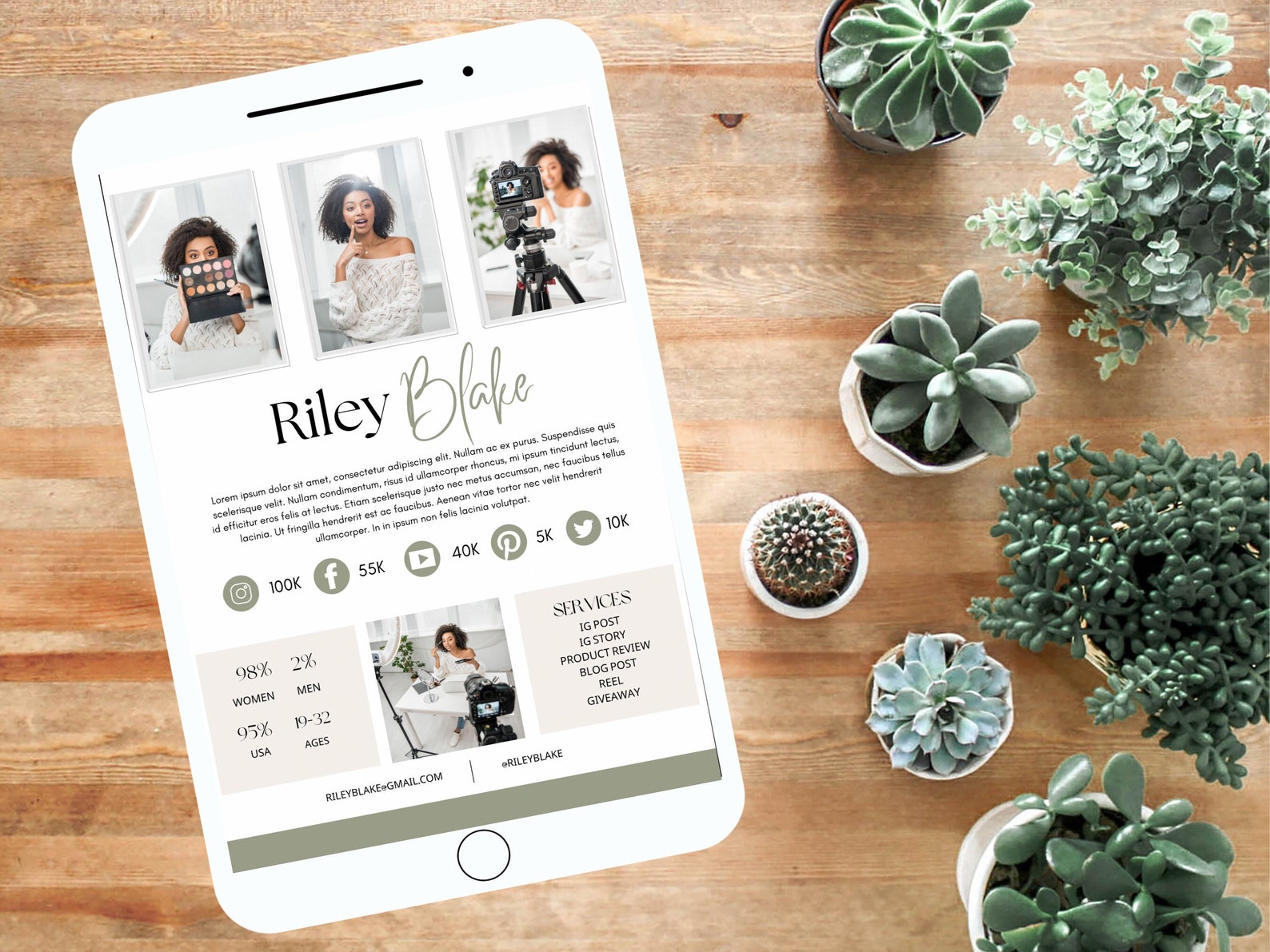 Media Kit Template - Blogger Template - Social Media Kit - Influencer ...