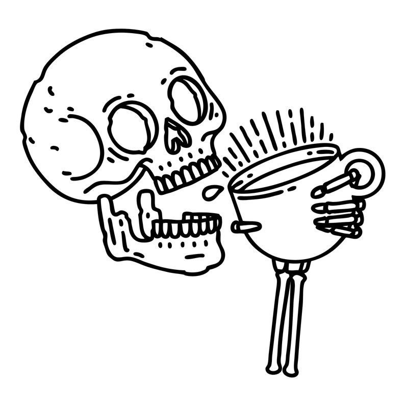 Skeleton Drinking Coffee SVG PNG, Dead Inside but Caffeinated Svg