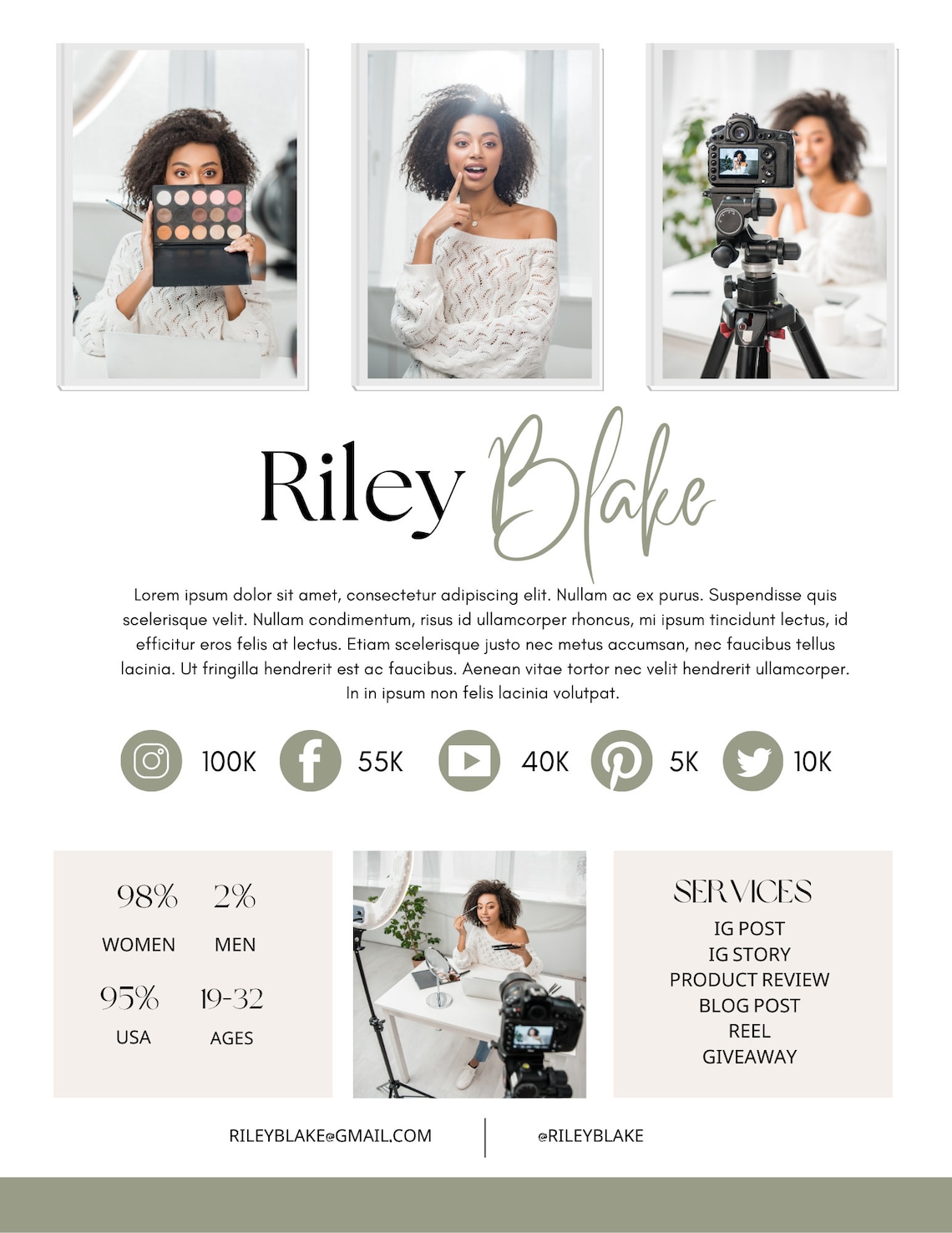 Media Kit Template - Blogger Template - Social Media Kit - Influencer ...