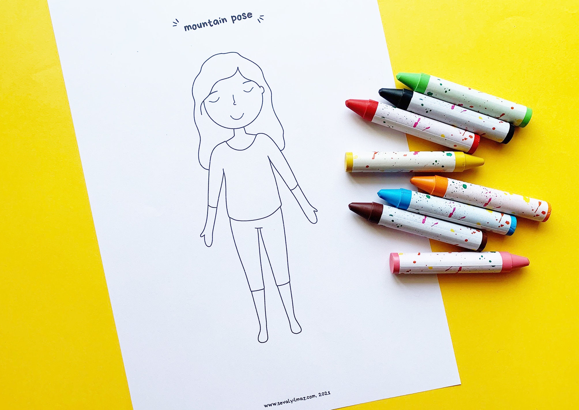kids yoga coloring page 8 different yoga poses printable etsy