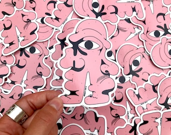 Street Art pink guy vinyl sticker