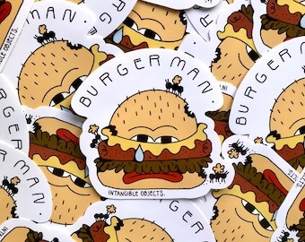 Burger man illustrated sticker