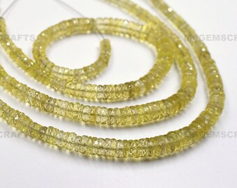 Faceted Lemon Quartz Tyre Beads, 9.5 Inch Strand