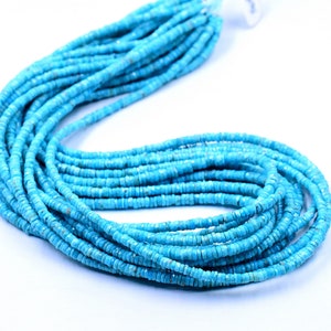 Natural Arizona Turquoise e Beads, Faceted Arizona Turquoise Beads, Turquoise Tyre Shape Beads Gemstone 3 To 3.5 mm 16 Inches