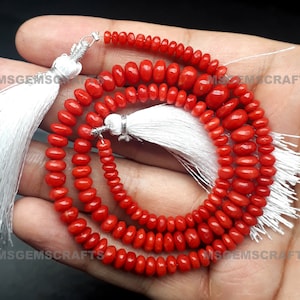 Natural Italian Coral Rondelle Beads, Plain Red Coral Beads, Italian Coral Rondelle Shape Gemstone 4 To 7 mm Strand