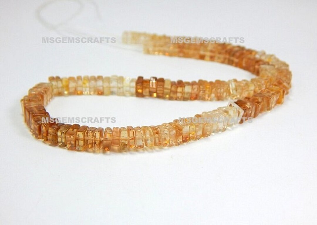 Natural Imperial Topaz Square Beads, Plain Imperial Topaz Heishi Beads ...